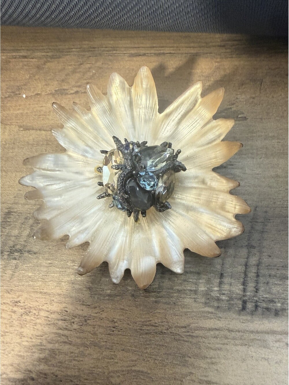 Lucite & Crystals ALEXIS BITTAR 3.5” Brooch/Pin Flower Statement
